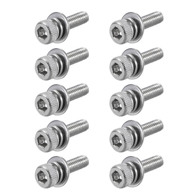 Harfington Stainless Steel Hex Socket Head Cap Screws Bolts Combine with Spring Washer and Plain Washers