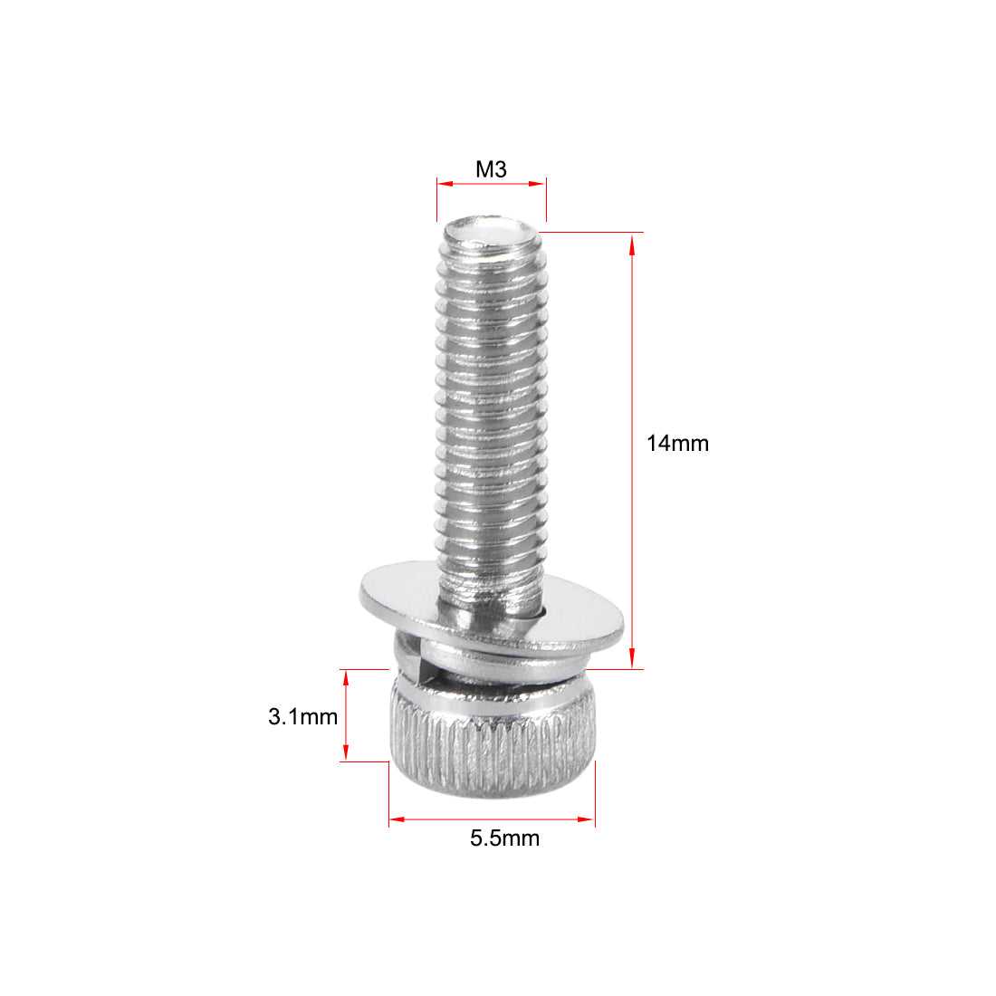 Harfington Stainless Steel Hex Socket Head Cap Screws Bolts Combine with Spring Washer and Plain Washers