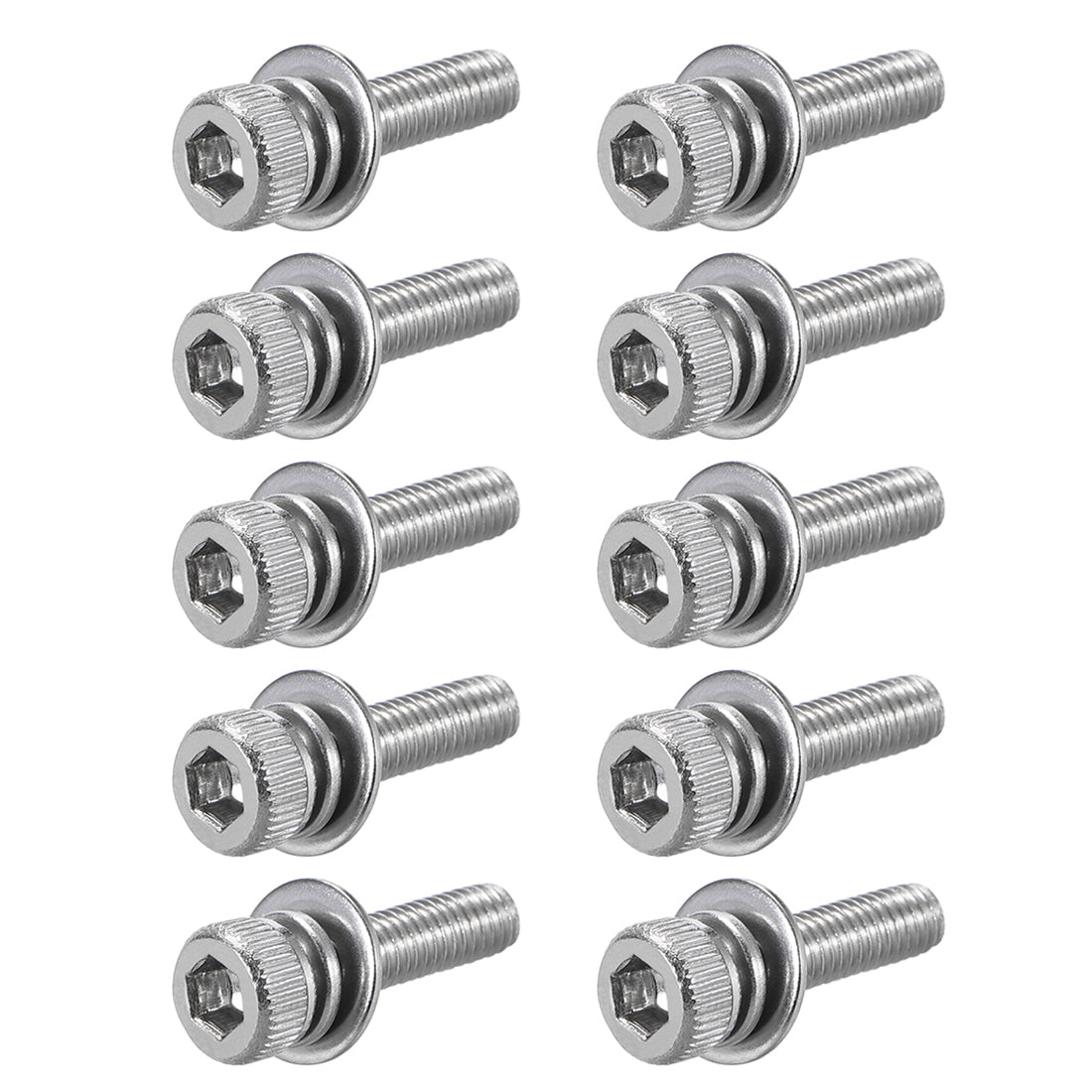 Harfington Stainless Steel Hex Socket Head Cap Screws Bolts Combine with Spring Washer and Plain Washers