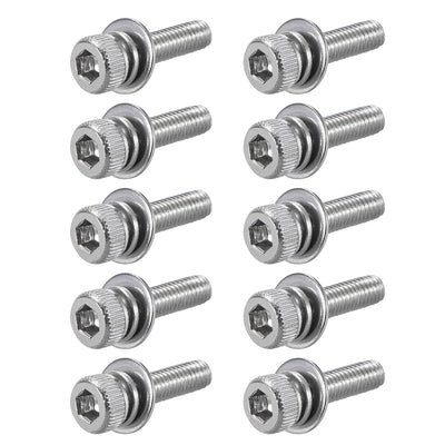 Harfington Stainless Steel Hex Socket Head Cap Screws Bolts Combine with Spring Washer and Plain Washers