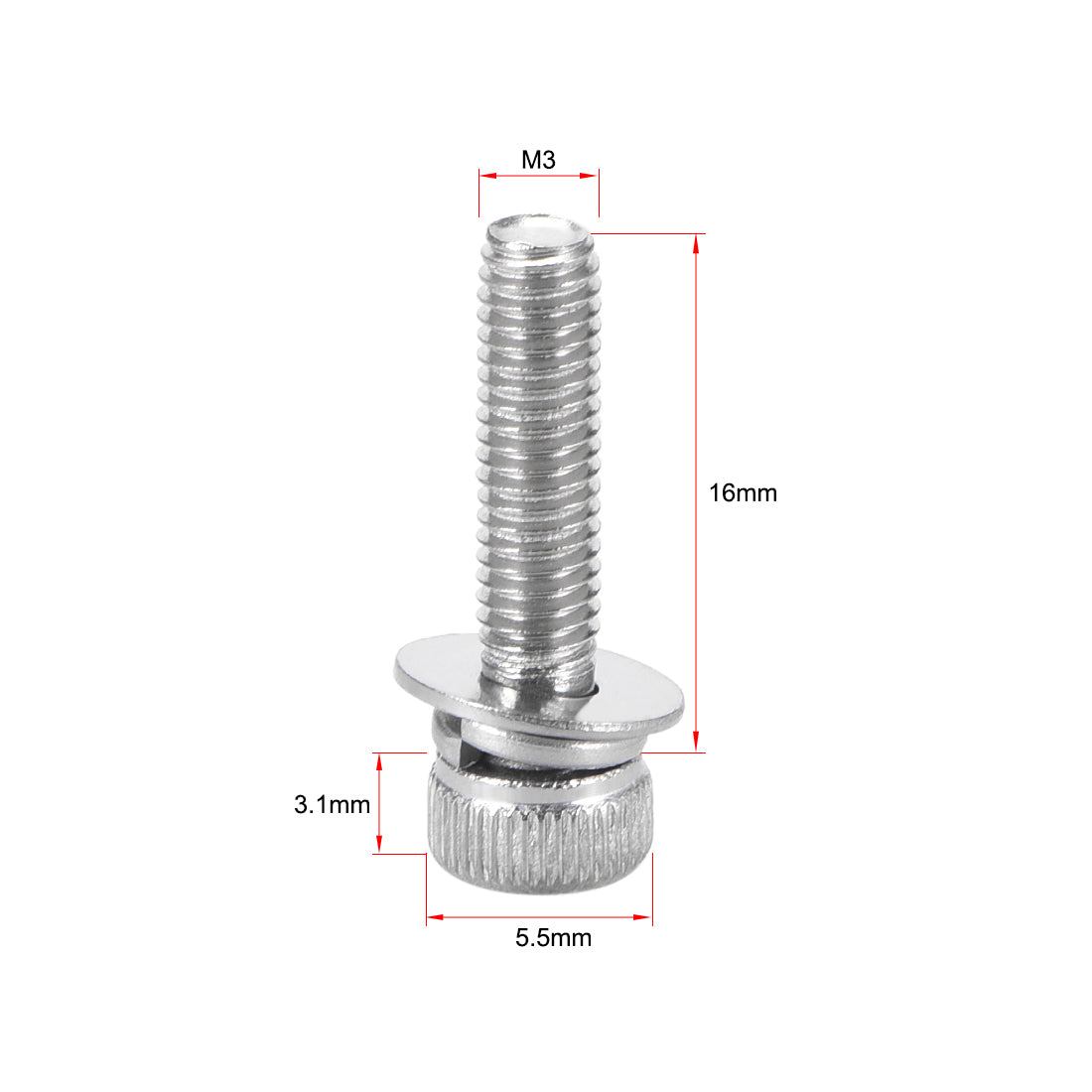 Harfington Stainless Steel Hex Socket Head Cap Screws Bolts Combine with Spring Washer and Plain Washers