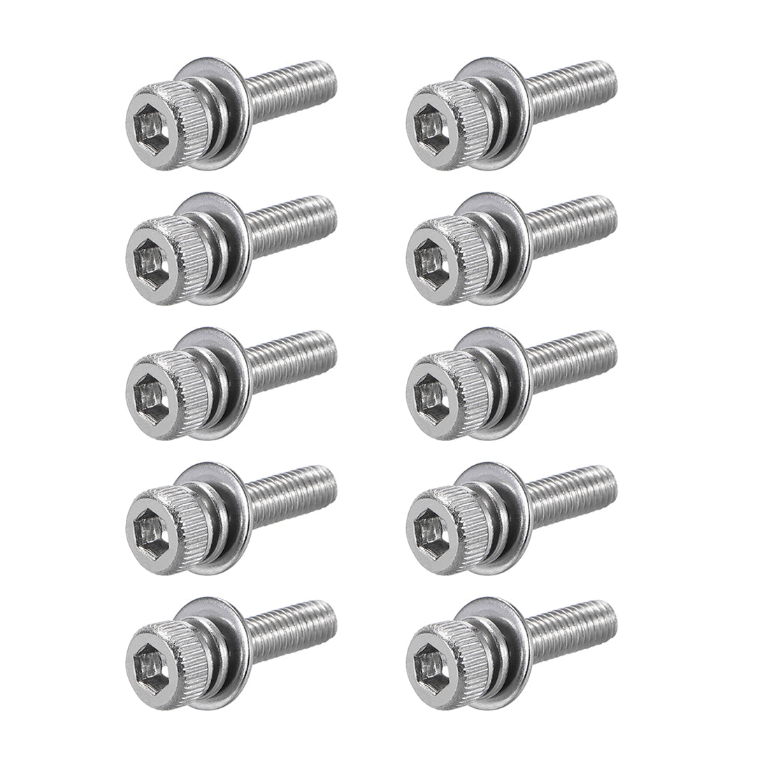 Harfington Stainless Steel Hex Socket Head Cap Screws Bolts Combine with Spring Washer and Plain Washers
