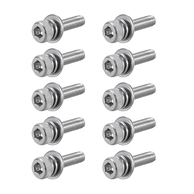 Harfington Stainless Steel Hex Socket Head Cap Screws Bolts Combine with Spring Washer and Plain Washers