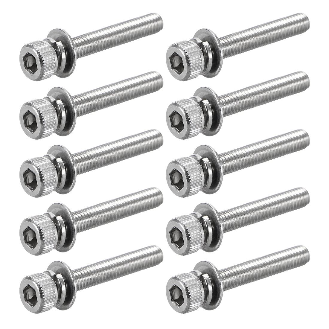 Harfington Stainless Steel Hex Socket Head Cap Screws Bolts Combine with Spring Washer and Plain Washers