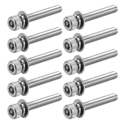 Harfington Stainless Steel Hex Socket Head Cap Screws Bolts Combine with Spring Washer and Plain Washers
