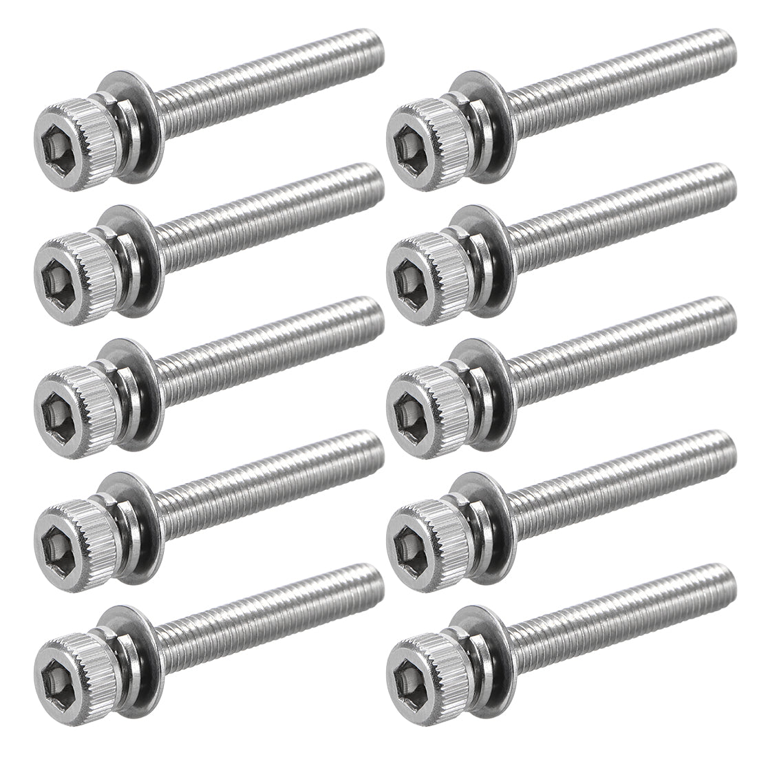 Harfington Stainless Steel Hex Socket Head Cap Screws Bolts Combine with Spring Washer and Plain Washers