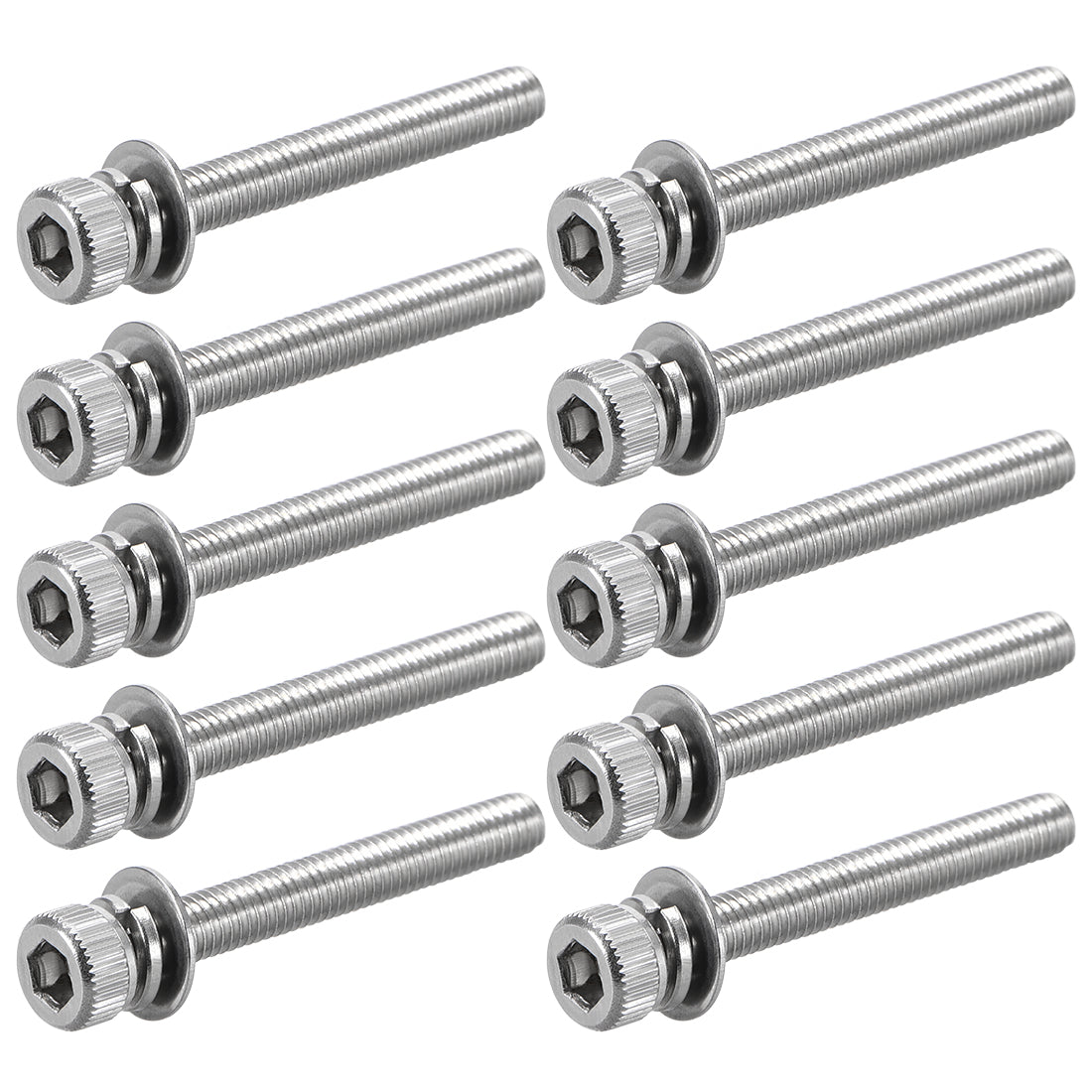 Harfington Stainless Steel Hex Socket Head Cap Screws Bolts Combine with Spring Washer and Plain Washers