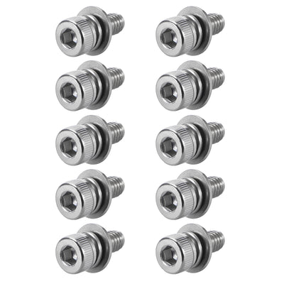 Harfington Stainless Steel Hex Socket Head Cap Screws Bolts Combine with Spring Washer and Plain Washers