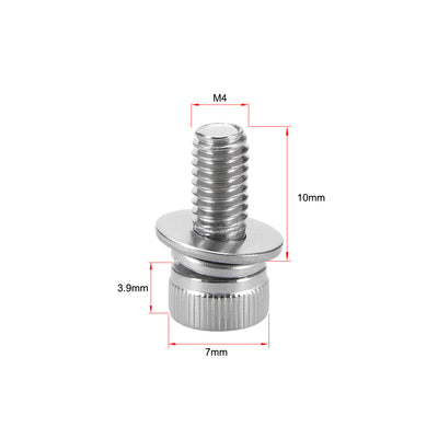 Harfington Stainless Steel Hex Socket Head Cap Screws Bolts Combine with Spring Washer and Plain Washers