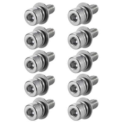 Harfington Stainless Steel Hex Socket Head Cap Screws Bolts Combine with Spring Washer and Plain Washers
