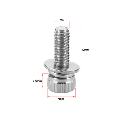 Harfington Stainless Steel Hex Socket Head Cap Screws Bolts Combine with Spring Washer and Plain Washers