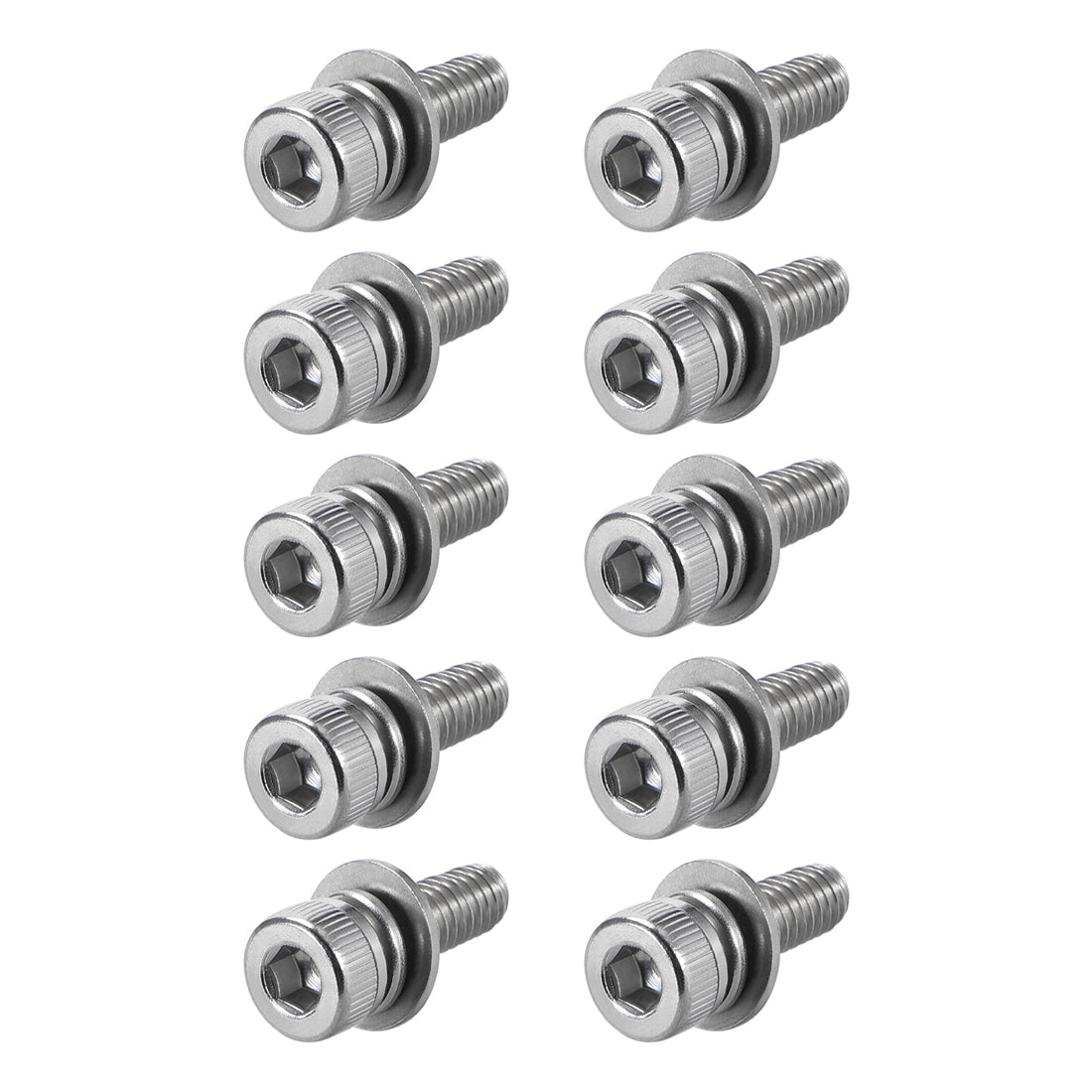 Harfington Stainless Steel Hex Socket Head Cap Screws Bolts Combine with Spring Washer and Plain Washers