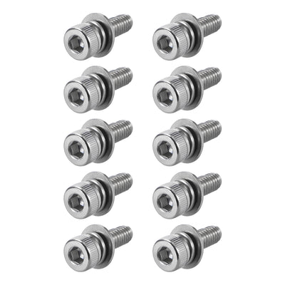 Harfington Stainless Steel Hex Socket Head Cap Screws Bolts Combine with Spring Washer and Plain Washers