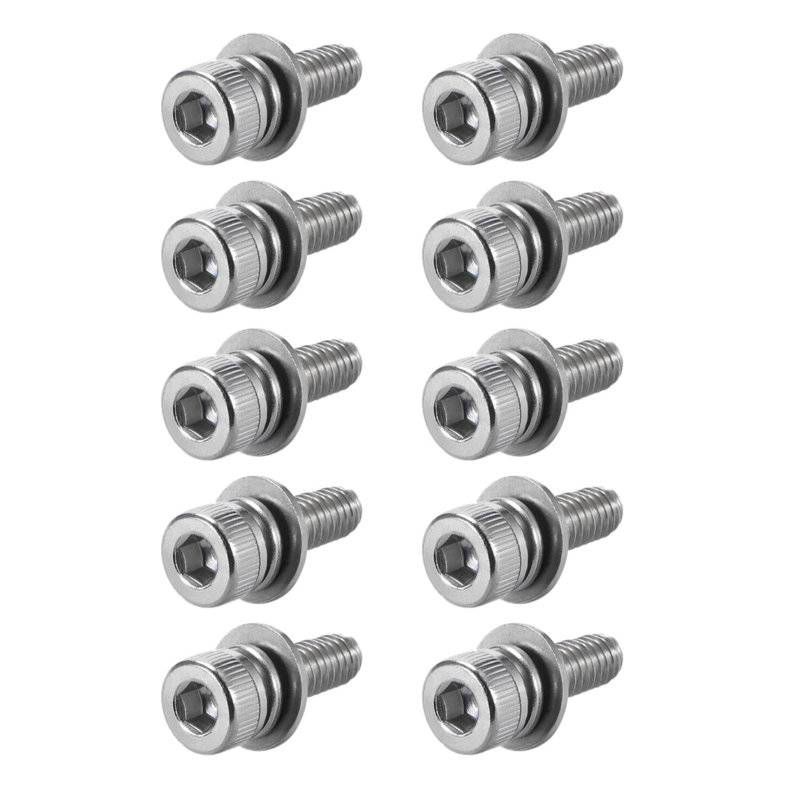Harfington Stainless Steel Hex Socket Head Cap Screws Bolts Combine with Spring Washer and Plain Washers