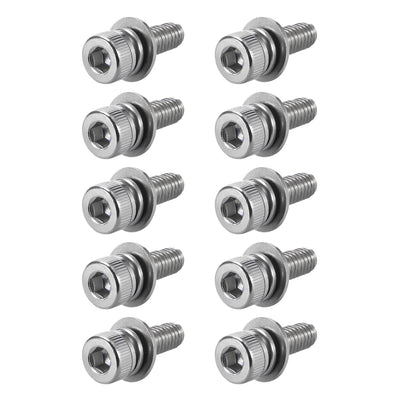 Harfington Stainless Steel Hex Socket Head Cap Screws Bolts Combine with Spring Washer and Plain Washers