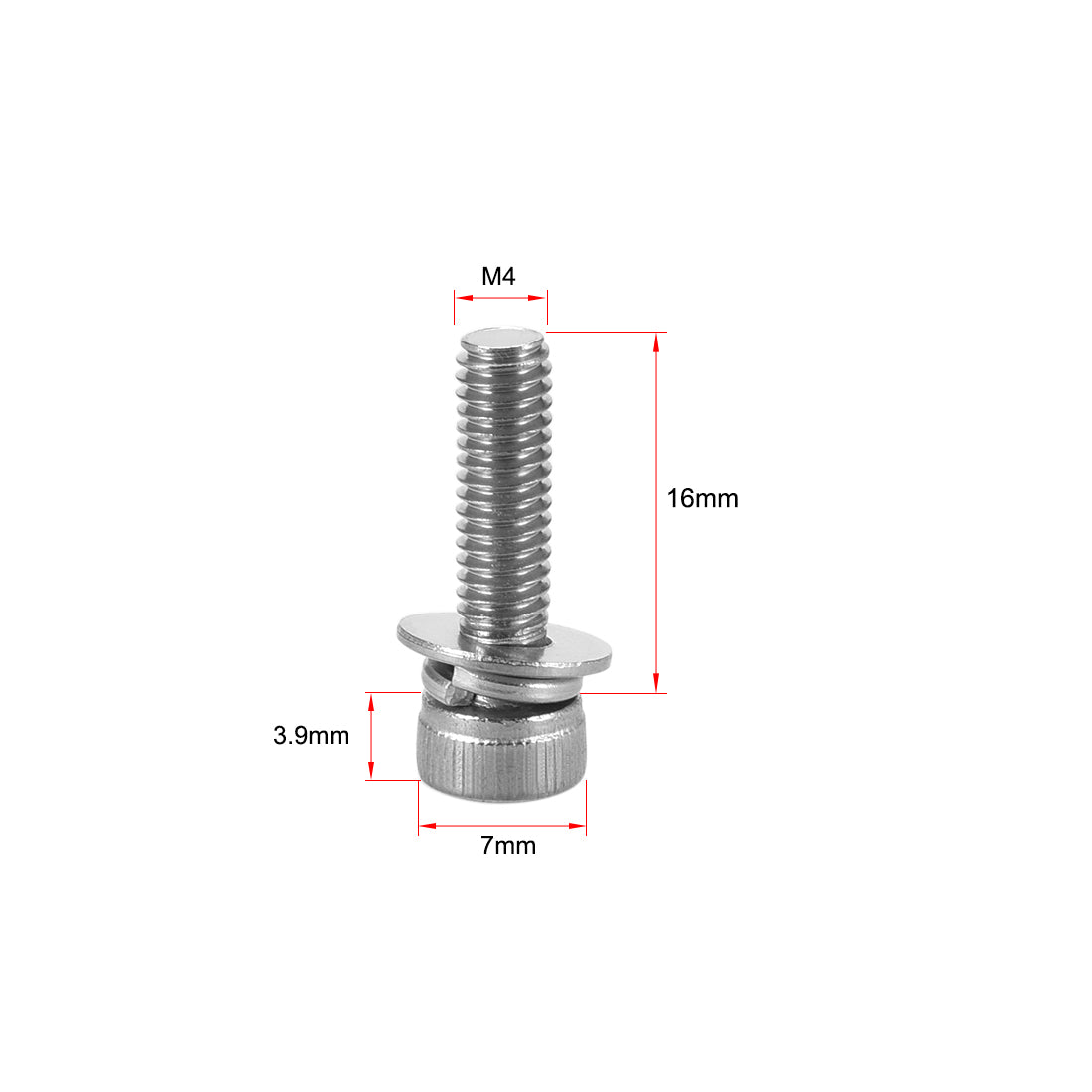 Harfington Stainless Steel Hex Socket Head Cap Screws Bolts Combine with Spring Washer and Plain Washers