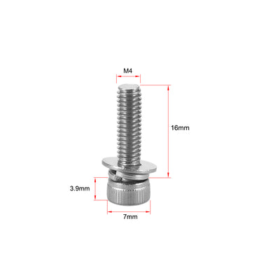Harfington Stainless Steel Hex Socket Head Cap Screws Bolts Combine with Spring Washer and Plain Washers