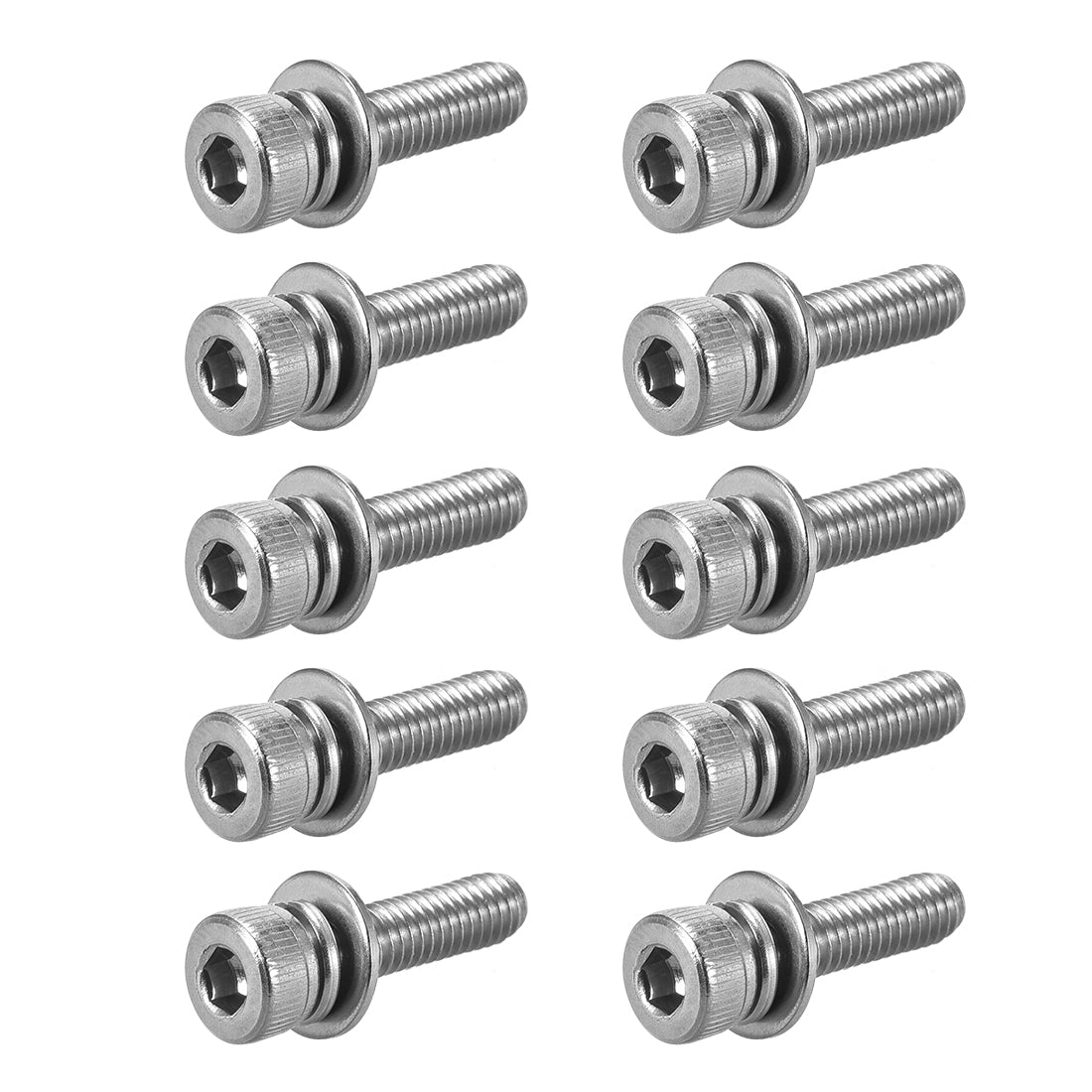 Harfington Stainless Steel Hex Socket Head Cap Screws Bolts Combine with Spring Washer and Plain Washers