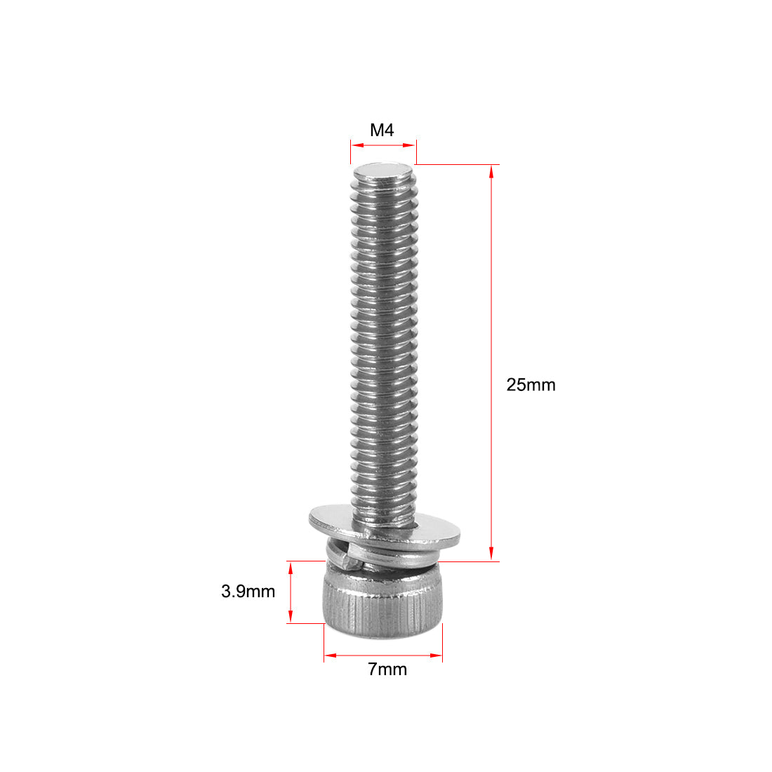 Harfington Stainless Steel Hex Socket Head Cap Screws Bolts Combine with Spring Washer and Plain Washers