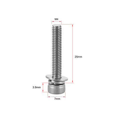 Harfington Stainless Steel Hex Socket Head Cap Screws Bolts Combine with Spring Washer and Plain Washers