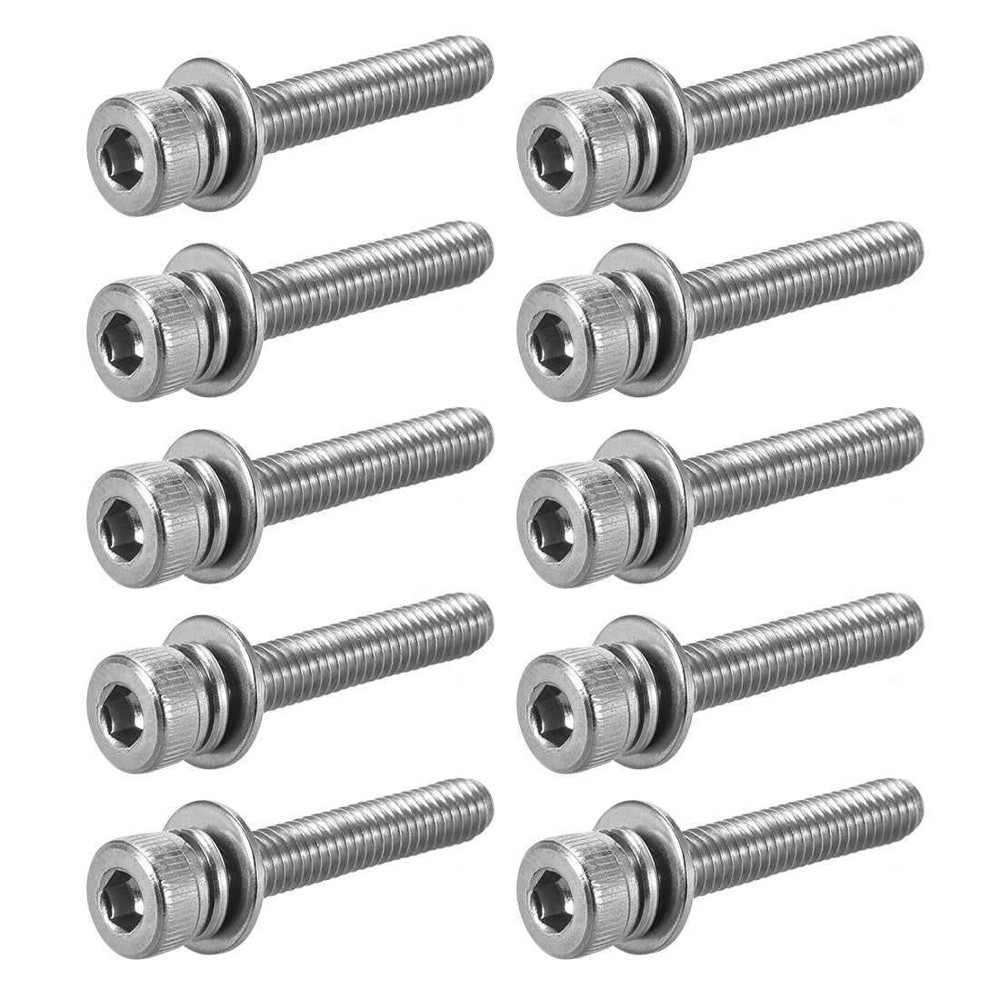Harfington Stainless Steel Hex Socket Head Cap Screws Bolts Combine with Spring Washer and Plain Washers