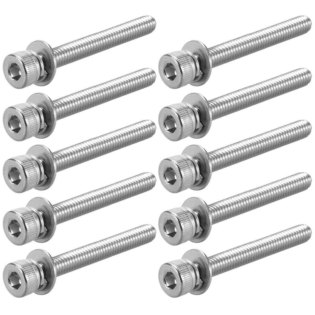 Harfington Stainless Steel Hex Socket Head Cap Screws Bolts Combine with Spring Washer and Plain Washers