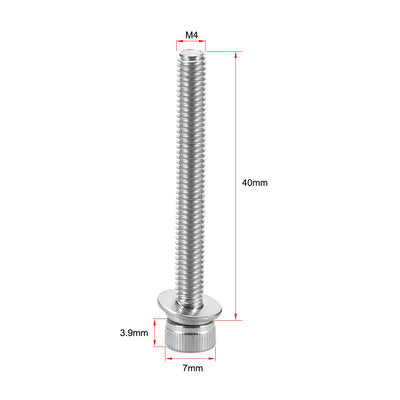 Harfington Stainless Steel Hex Socket Head Cap Screws Bolts Combine with Spring Washer and Plain Washers