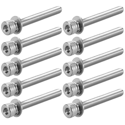 Harfington Stainless Steel Hex Socket Head Cap Screws Bolts Combine with Spring Washer and Plain Washers