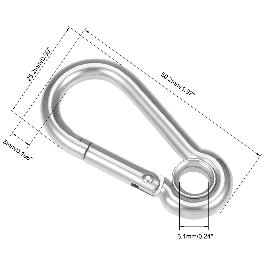 Harfington Carabiner Snap Hook, 1.97"/50.2mm 304 Stainless Steel Carabiner Spring Snap Link Hook Clip Keychain 5Pcs
