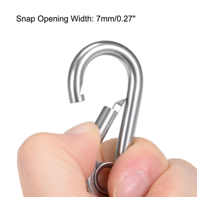 Harfington Carabiner Snap Hook, 1.97"/50.2mm 304 Stainless Steel Carabiner Spring Snap Link Hook Clip Keychain 5Pcs