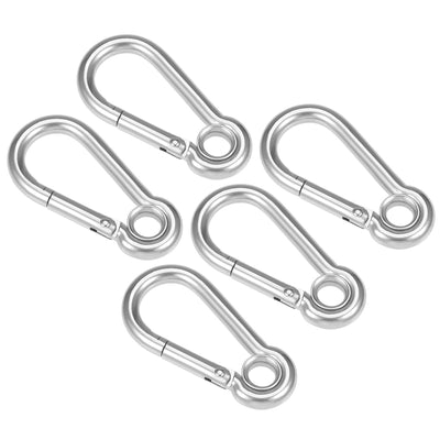 Harfington Carabiner Snap Hook, 1.97"/50.2mm 304 Stainless Steel Carabiner Spring Snap Link Hook Clip Keychain 5Pcs