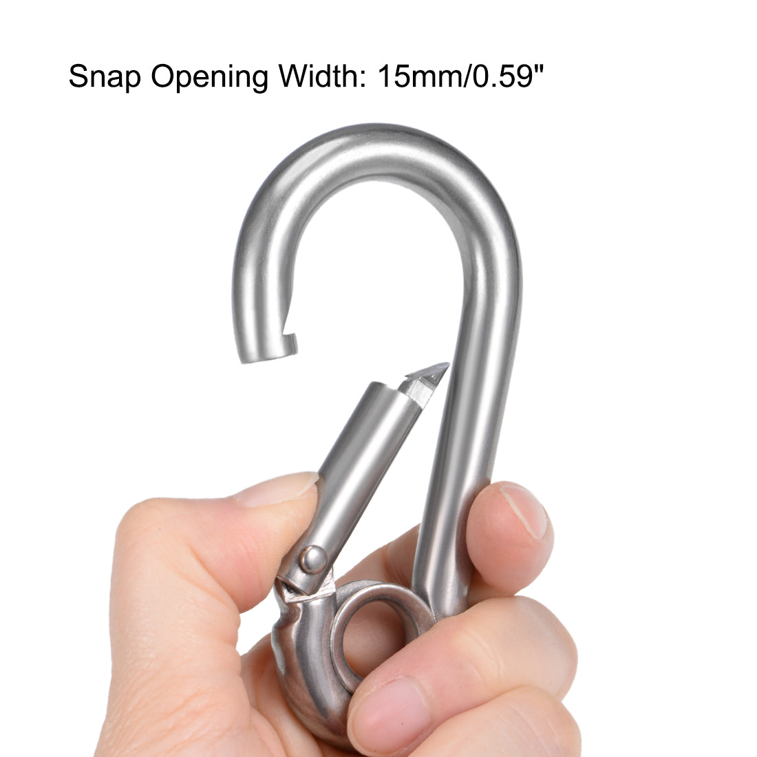 Harfington Carabiner Snap Hook, 3.52"/89.45mm 304 Stainless Steel Carabiner Spring Snap Link Hook Clip Keychain 2Pcs