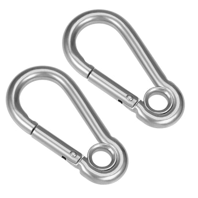 Harfington Carabiner Snap Hook, 3.52"/89.45mm 304 Stainless Steel Carabiner Spring Snap Link Hook Clip Keychain 2Pcs
