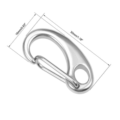 Harfington Carabiner Snap Hook,304 Stainless Steel Spring Gate Snap Hook Clip 30mm/1.18" Silver Tone