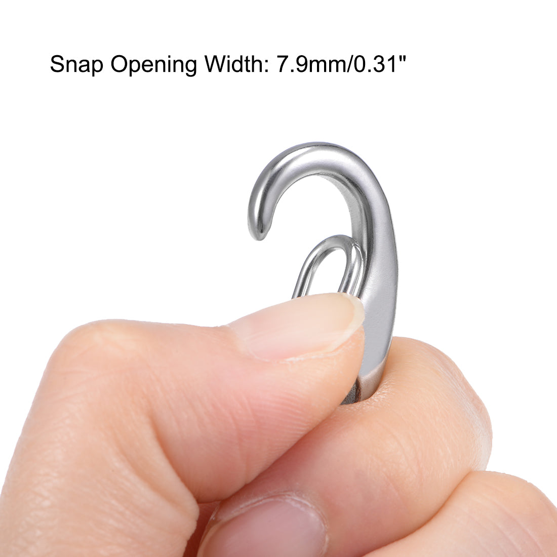 Harfington Carabiner Snap Hook,304 Stainless Steel Spring Gate Snap Hook Clip 30mm/1.18" Silver Tone