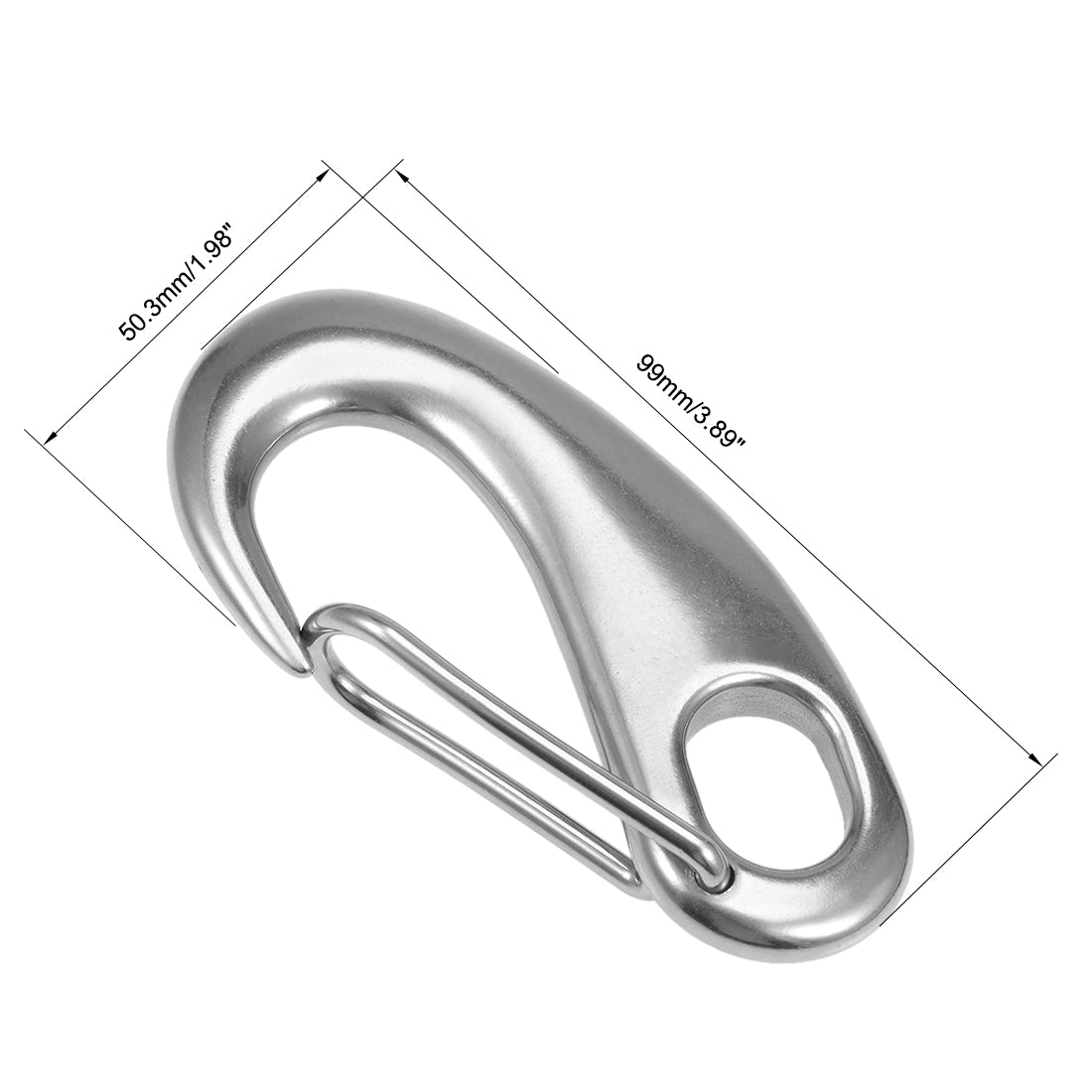 Harfington Carabiner Snap Hook,304 Stainless Steel Spring Gate Snap Hook Clip 100mm/3.93" Silver Tone