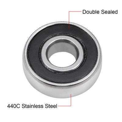 Harfington Uxcell Deep Groove Ball Bearings Double Sealed Stainless Steel