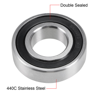 Harfington Uxcell Deep Groove Ball Bearings Double Sealed Stainless Steel