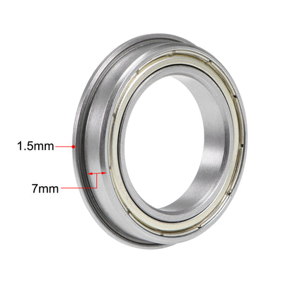 Harfington F6805ZZ Flange Ball Bearing 25x37x7mm Shielded Chrome Bearings