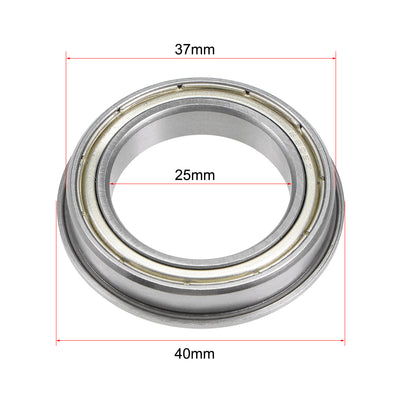Harfington F6805ZZ Flange Ball Bearing 25x37x7mm Shielded Chrome Bearings