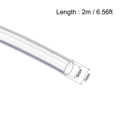 Harfington Silicone Tubing 5mm ID X 7mm OD 6.56ft 2m Silicon Rubber Tube Air Hose Pipe for Pump Transfer Clear