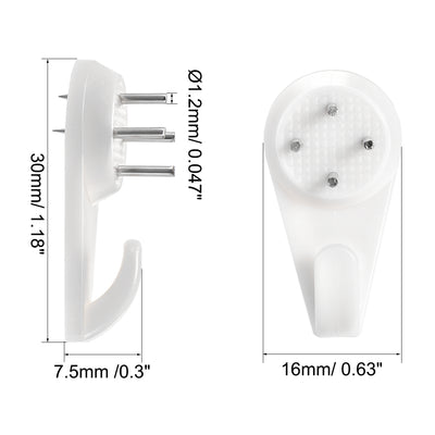 Harfington 13lbs Hardwall Hanger for Hardware, Fasteners & Hooks Wall Mount Non-mark Hook Picture Photo Frame Hangers (100 Pcs)