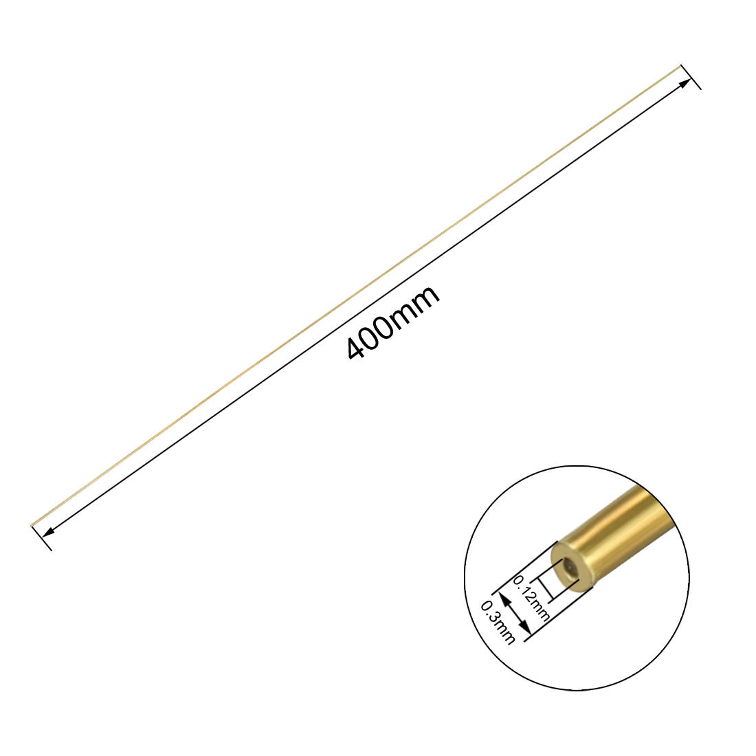 Harfington 0.12mm x 0.3mm x 400mm Brass Pipe Tube Round Bar Rod
