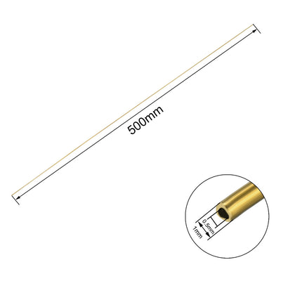 Harfington 0.5mm x 1mm x 500mm Brass Pipe Tube Round Bar Rod