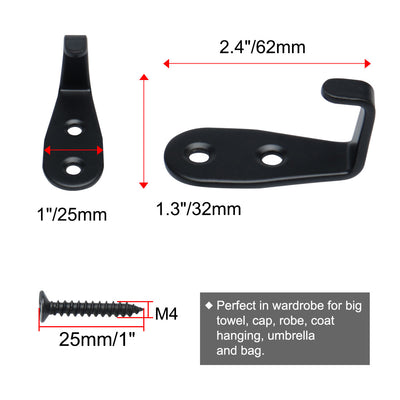 Harfington 12pcs Wall Hooks Stainless Steel 62mm Hook Coat Hat Bag Towel Wall DIY Hanger