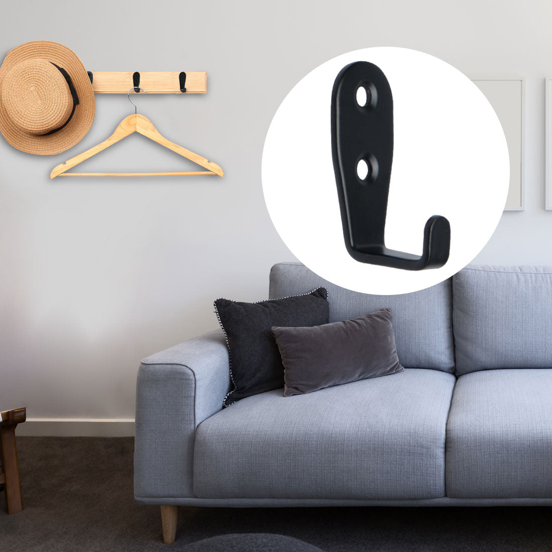 Harfington 12pcs Wall Hooks Stainless Steel 62mm Hook Coat Hat Bag Towel Wall DIY Hanger