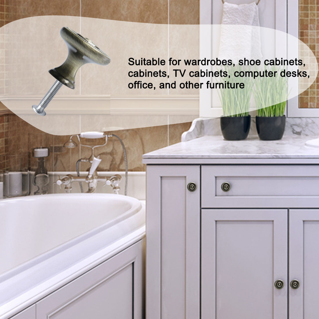 Harfington Zinc Alloy Knob Vintage Round Drawer Pull Handle Cabinet 26mm, 10pcs