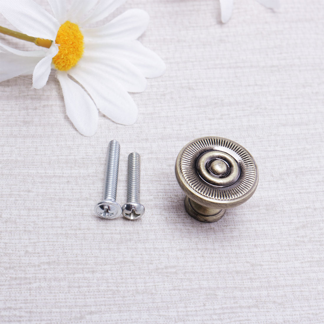 Harfington Zinc Alloy Knob Vintage Round Drawer Pull Handle Cabinet 26mm, 10pcs