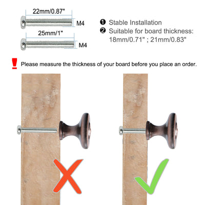 Harfington Zinc Alloy Knob Vintage Round Drawer Pull Handle Cabinet 26mm, 10pcs