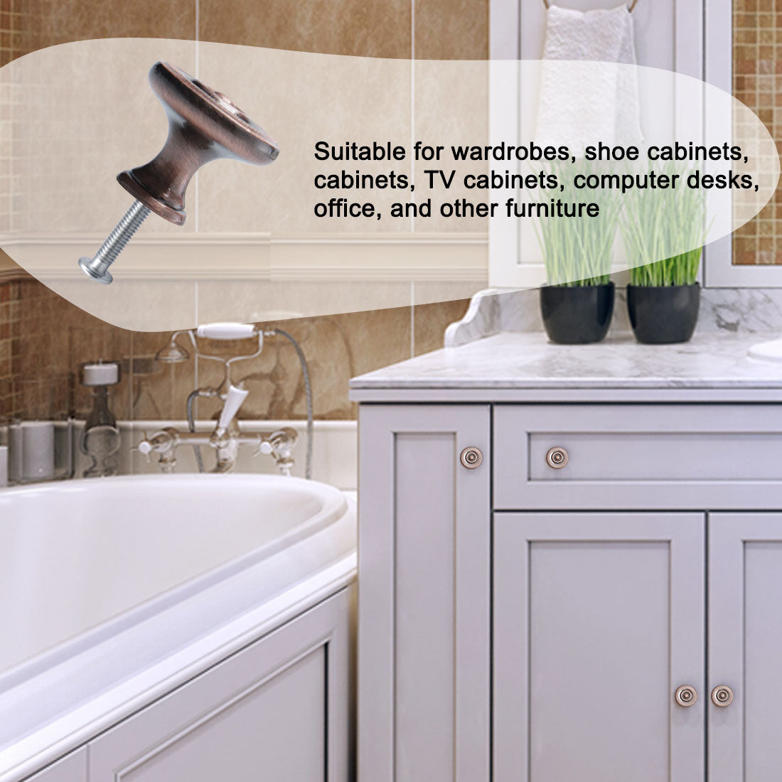 Harfington Zinc Alloy Knob Vintage Round Drawer Pull Handle Cabinet 26mm, 10pcs